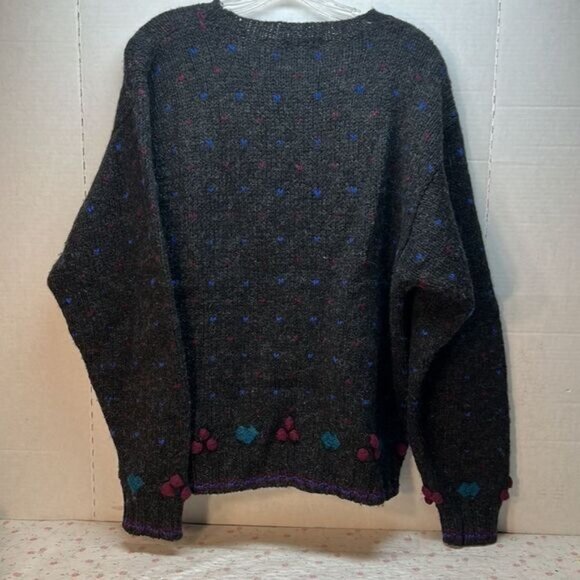 Woolrich Womens Wool Sweater L Swan Design Multicolor Dots Gray - Picture 5 of 10